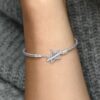 Brazalete Pandora Moments Con Cadena De Serpiente y Barra En T y Estrella Asimétrica 2